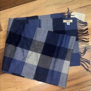 Blue grey Plaid  Scarf alpaca natural material